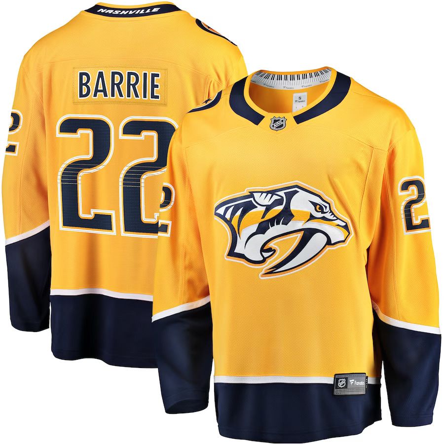 Men Nashville Predators 22 Tyson Barrie Fanatics Branded Gold Home Breakaway NHL Jersey